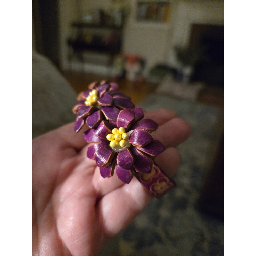 Artisan Genuine Leather Flower Bracelet Vintage